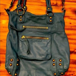 Linea Pelle Dylan Genuine Leather Shoulder bag Purse handbag turquoise